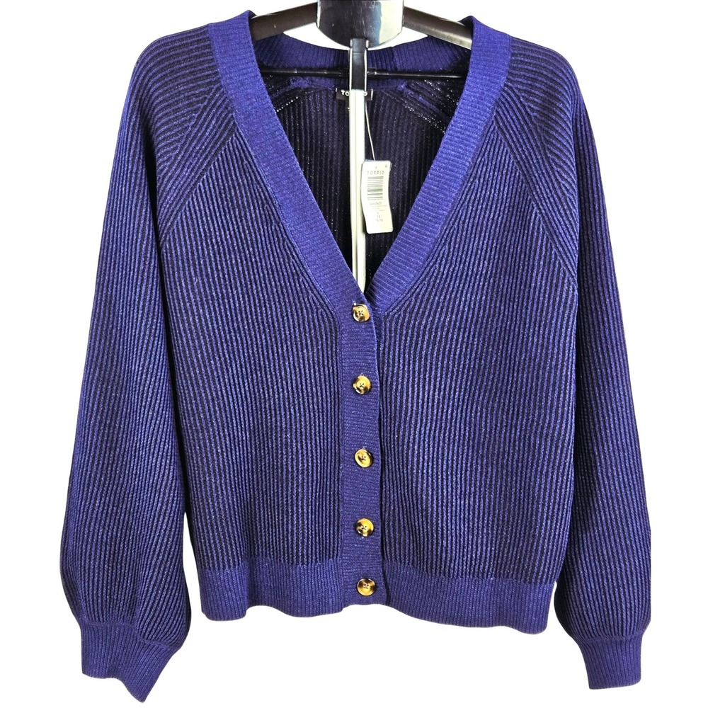 Women's Torrid 1X NWT Ribbed Button Cardigan Dark Academia Heritage